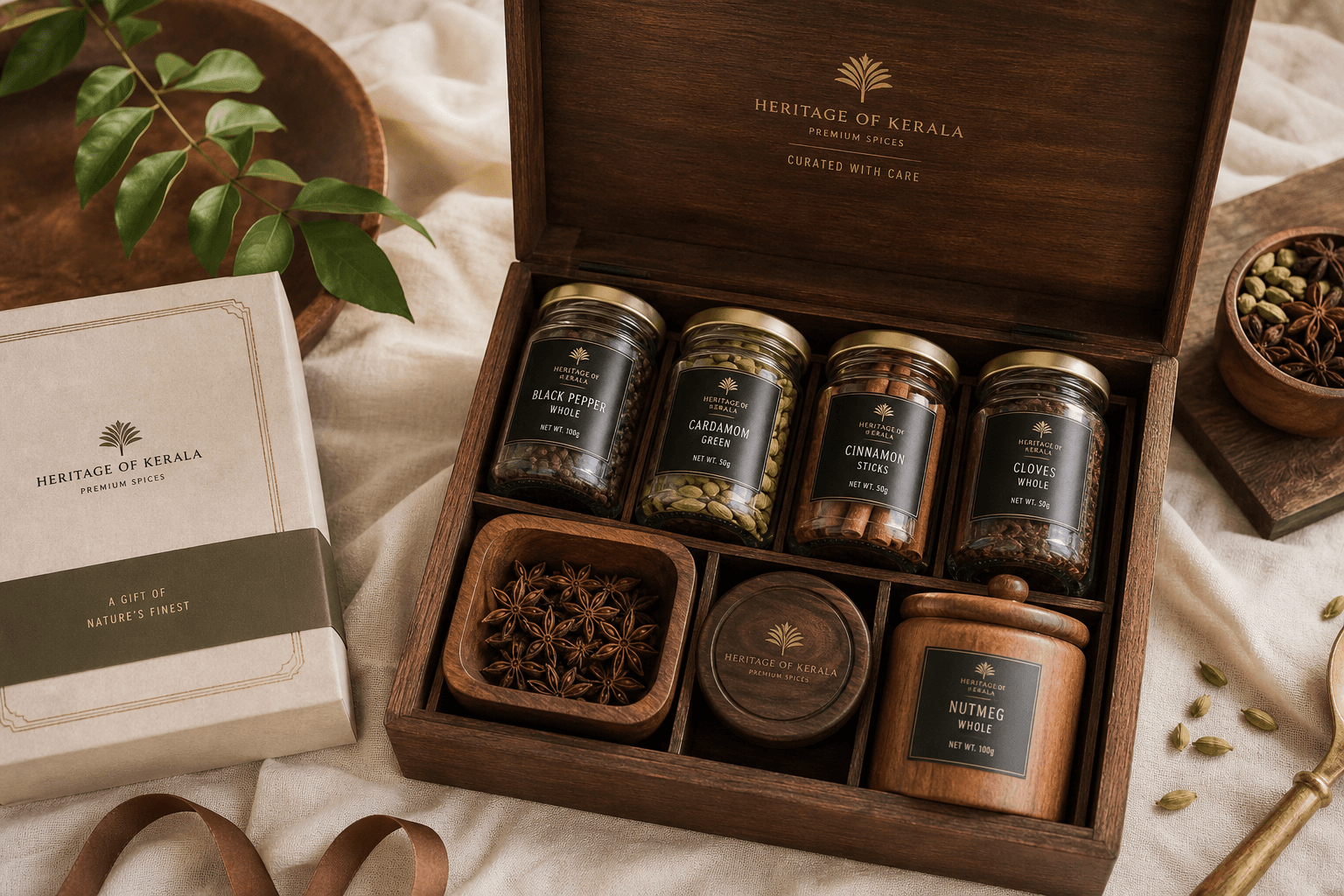 Curated premium spice gift box with natural packaging